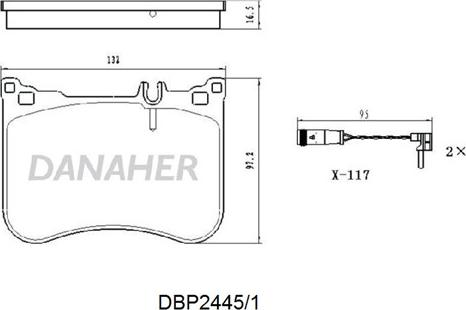 Danaher DBP24451 - Тормозные колодки, дисковые, комплект autosila-amz.com