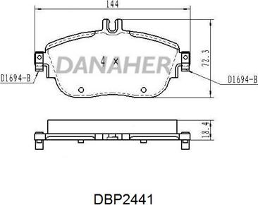 Danaher DBP2441 - Тормозные колодки, дисковые, комплект autosila-amz.com