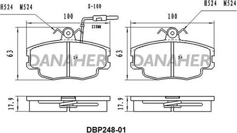 Danaher DBP248-01 - Тормозные колодки, дисковые, комплект autosila-amz.com