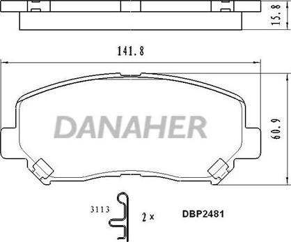 Danaher DBP2481 - Тормозные колодки, дисковые, комплект autosila-amz.com