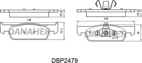 Danaher DBP2479 - Тормозные колодки, дисковые, комплект autosila-amz.com