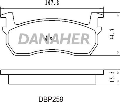 Danaher DBP259 - Тормозные колодки, дисковые, комплект autosila-amz.com