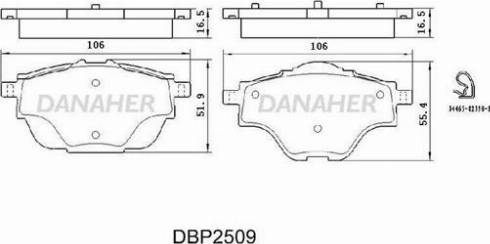 Danaher DBP2509 - Тормозные колодки, дисковые, комплект autosila-amz.com