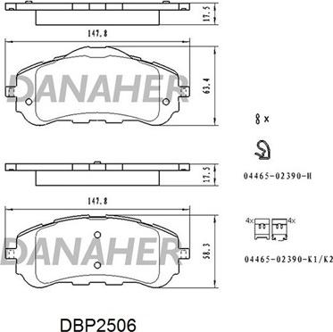 Danaher DBP2506 - Тормозные колодки, дисковые, комплект autosila-amz.com