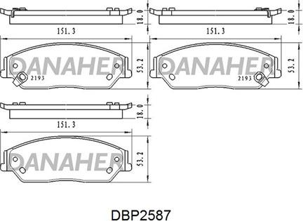 Danaher DBP2587 - Тормозные колодки, дисковые, комплект autosila-amz.com
