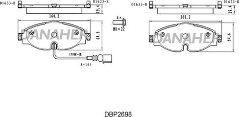 Danaher DBP2698 - Тормозные колодки, дисковые, комплект autosila-amz.com