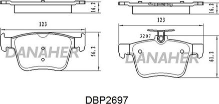 Danaher DBP2697 - Тормозные колодки, дисковые, комплект autosila-amz.com