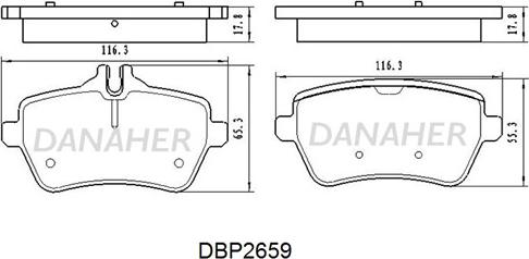 Danaher DBP2659 - Тормозные колодки, дисковые, комплект autosila-amz.com
