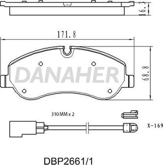 Danaher DBP2661/1 - Тормозные колодки, дисковые, комплект autosila-amz.com