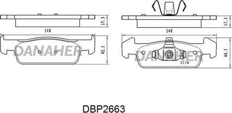 Danaher DBP2663 - Тормозные колодки, дисковые, комплект autosila-amz.com