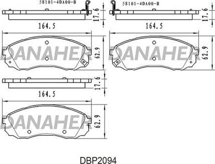 Danaher DBP2094 - Тормозные колодки, дисковые, комплект autosila-amz.com