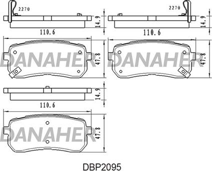 Danaher DBP2095 - Тормозные колодки, дисковые, комплект autosila-amz.com