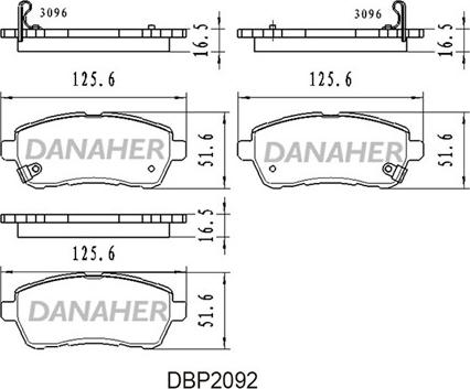 Danaher DBP2092 - Тормозные колодки, дисковые, комплект autosila-amz.com