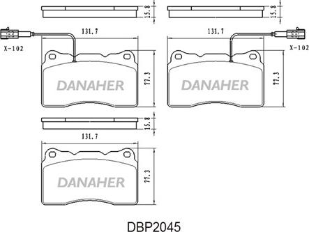 Danaher DBP2045 - Тормозные колодки, дисковые, комплект autosila-amz.com