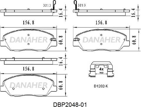 Danaher DBP2048-01 - Тормозные колодки, дисковые, комплект autosila-amz.com