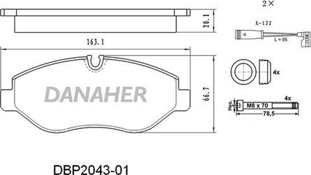 Danaher DBP2043-01 - Тормозные колодки, дисковые, комплект autosila-amz.com