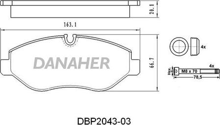 Danaher DBP2043-03 - Тормозные колодки, дисковые, комплект autosila-amz.com