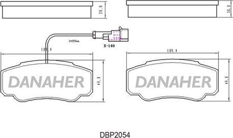 Danaher DBP2054 - Тормозные колодки, дисковые, комплект autosila-amz.com