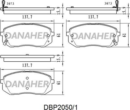 Danaher DBP2050/1 - Тормозные колодки, дисковые, комплект autosila-amz.com