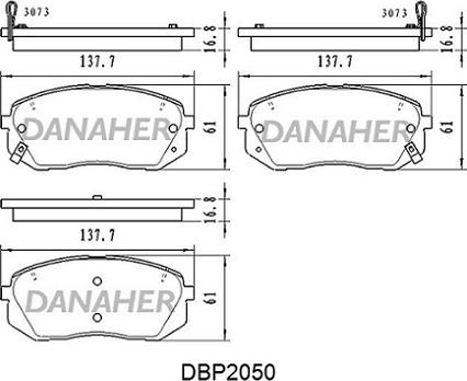 Danaher DBP2050 - Тормозные колодки, дисковые, комплект autosila-amz.com