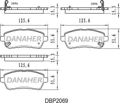 Danaher DBP2069 - Тормозные колодки, дисковые, комплект autosila-amz.com