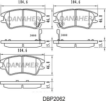Danaher DBP2062 - Тормозные колодки, дисковые, комплект autosila-amz.com