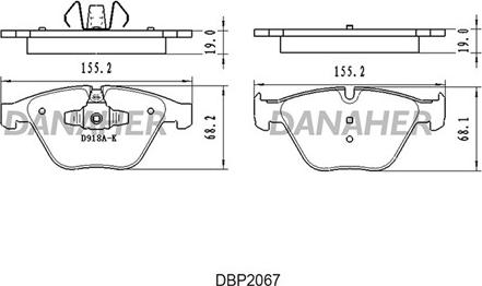 Danaher DBP2067 - Тормозные колодки, дисковые, комплект autosila-amz.com