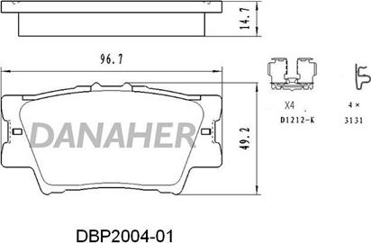 Danaher DBP2004-01 - Тормозные колодки, дисковые, комплект autosila-amz.com