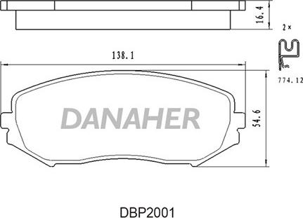 Danaher DBP2001 - Тормозные колодки, дисковые, комплект autosila-amz.com