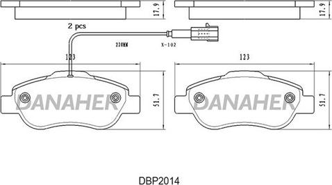 Danaher DBP2014 - Тормозные колодки, дисковые, комплект autosila-amz.com