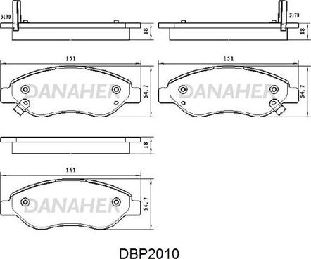 Danaher DBP2010 - Тормозные колодки, дисковые, комплект autosila-amz.com