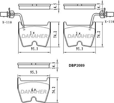 Danaher DBP2089 - Тормозные колодки, дисковые, комплект autosila-amz.com