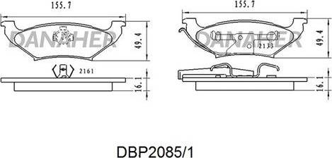 Danaher DBP2085/1 - Тормозные колодки, дисковые, комплект autosila-amz.com