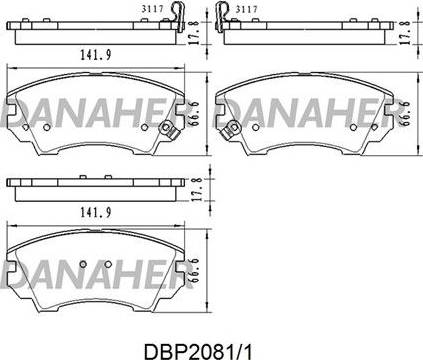 Danaher DBP2081/1 - Тормозные колодки, дисковые, комплект autosila-amz.com