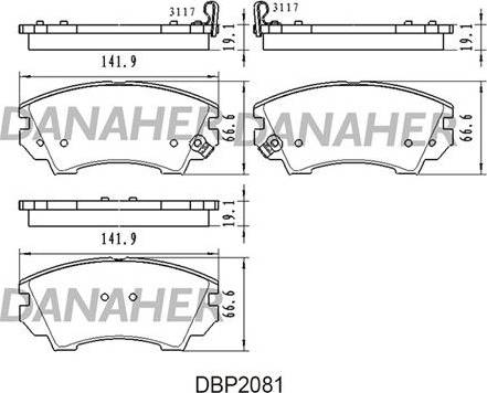 Danaher DBP2081 - Тормозные колодки, дисковые, комплект autosila-amz.com