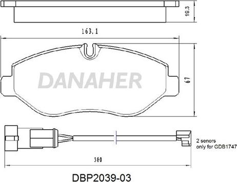 Danaher DBP2039-03 - Тормозные колодки, дисковые, комплект autosila-amz.com