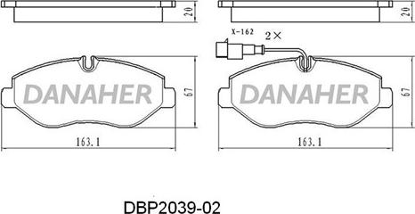 Danaher DBP2039-02 - Тормозные колодки, дисковые, комплект autosila-amz.com