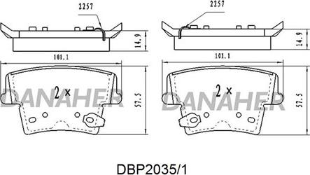 Danaher DBP2035/1 - Тормозные колодки, дисковые, комплект autosila-amz.com