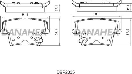 Danaher DBP2035 - Тормозные колодки, дисковые, комплект autosila-amz.com