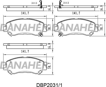 Danaher DBP2031/1 - Тормозные колодки, дисковые, комплект autosila-amz.com