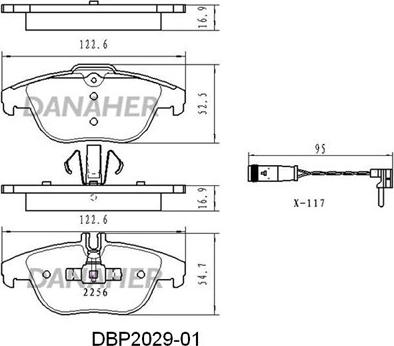Danaher DBP2029-01 - Тормозные колодки, дисковые, комплект autosila-amz.com