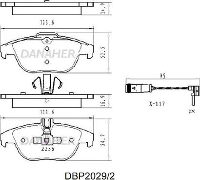 Danaher DBP2029/2 - Тормозные колодки, дисковые, комплект autosila-amz.com