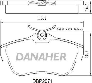 Danaher DBP2071 - Тормозные колодки, дисковые, комплект autosila-amz.com