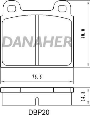 Danaher DBP20 - Тормозные колодки, дисковые, комплект autosila-amz.com
