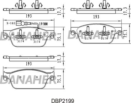 Danaher DBP2199 - Тормозные колодки, дисковые, комплект autosila-amz.com