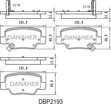 Danaher DBP2193 - Тормозные колодки, дисковые, комплект autosila-amz.com