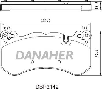 Danaher DBP2149 - Тормозные колодки, дисковые, комплект autosila-amz.com