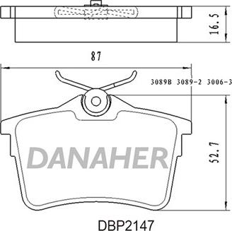 Danaher DBP2147 - Тормозные колодки, дисковые, комплект autosila-amz.com
