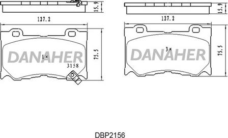 Danaher DBP2156 - Тормозные колодки, дисковые, комплект autosila-amz.com