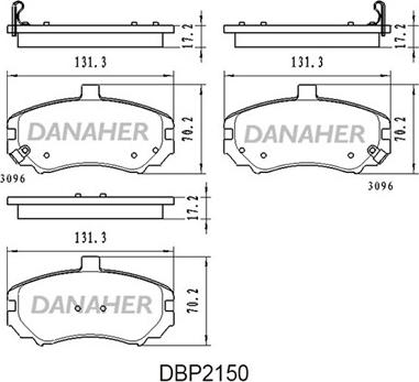 Danaher DBP2150 - Тормозные колодки, дисковые, комплект autosila-amz.com